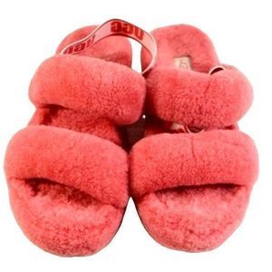 UGG Pop Coral Oh Yeah Wool‎ Fleece Indoor Outdoor Slipper Shoes  — SZ  8